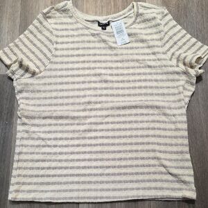 Torrid Tan and White Ribbed Relaxed T-Shirt